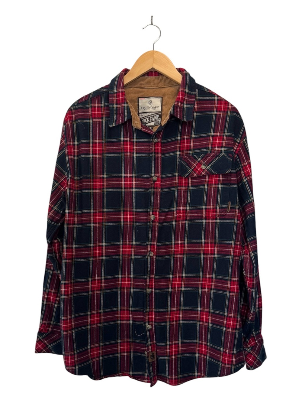 Legendary Whitetails Buck Camp Flannel Plaid Button Down Shirt Mens Large L